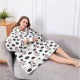 thumbnail image 5 of Oversized Wearable Blanket Hoodie,White Cow Cloud Pattern Sherpa Blanket Hoodie with Super Pockets,Super Warm Fuzzy Pullover for Women & Men, 5 of 6