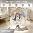 thumbnail image 4 of Electric Baby Swing, Caveen Infant Swing Rocker with Remote Control, 5 Sway Speeds, Bluetooth Music, Grey, 4 of 8