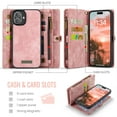 thumbnail image 3 of Dteck for iPhone 16 Case Wallet with Card Holder & Detachable Magnetic Phone Case, Leather All-Round Protection Phone Case with Wrist Strap for Women/Men,Pink, 3 of 8