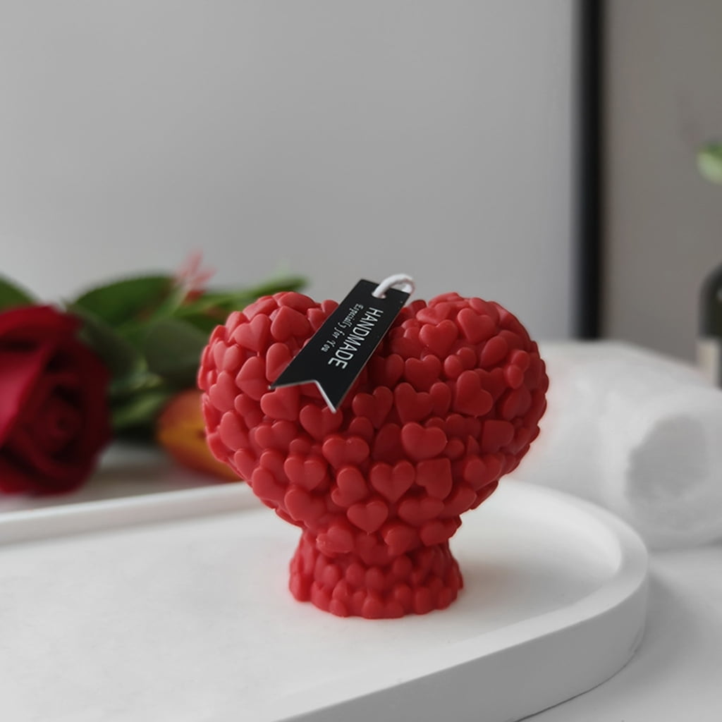 FENOHREFE 3D Love Heart Silicone Candle Mold Handmade Creative Plaster Resin Soap Making Supplies Home Gifts