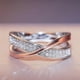 thumbnail image 4 of Anillo de moda Yashi de Dos tonos forma de X para mujer con piedra CZ, 4 of 5