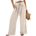 thumbnail image 4 of JIUKE Wide Leg Pants for Women High Waisted Comfy Beach Pants Loose Fitted Pull on Summer Trousers, 4 of 6