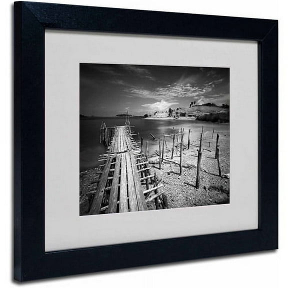 Matted art under acrylic in a black frame