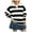 Black, variant on Women's Oversized Striped Polo Sweatshirt Long Sleeve Rugby Collared Pullover Tops Loose Fit Shirt Pink, XL