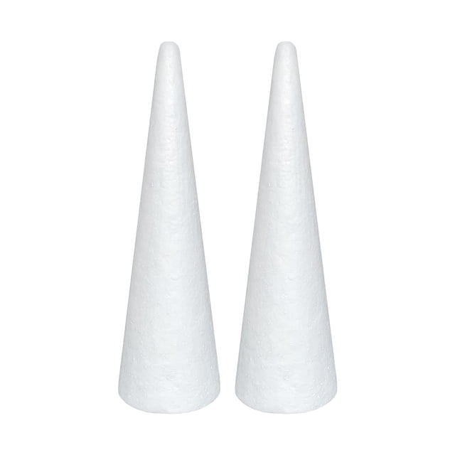 Conos de espuma para manualidades Crafjie 10.5x35 cm Paquete de 2 blanco poliestireno