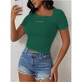 thumbnail image 5 of Womens Fashion Clothes One Piece Cutout Tops Short Sleeve Slim Fitted Shirts Tee Tshirts, 5 of 5