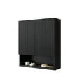 thumbnail image 2 of TOBI 26" Wall-Mounted Striped Bathroom Cabinet, with Doors, Shelf and Open Storage Compartment Over The Toilet Storage Cabinet for Bathroom, Kitchen, Laundry Room, Black Color, 2 of 6