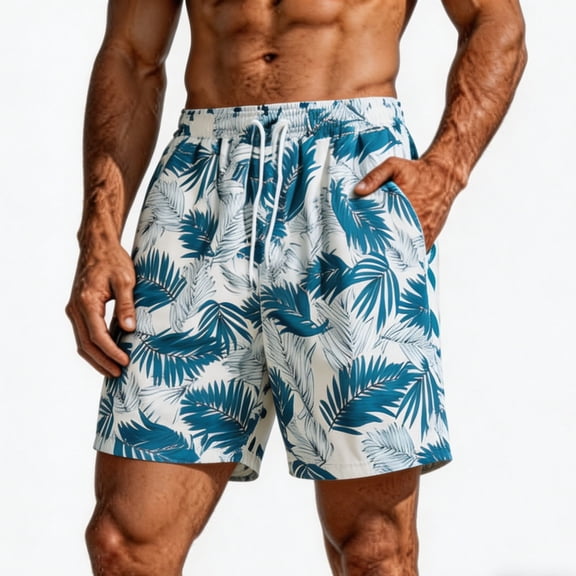 Atogsazn Mens Summer Printed Shorts Casual Wide Leg Quick Dry Swim Trunks Loose Fit Lightweight Trouser Beach Sky Blue XXL Fashion