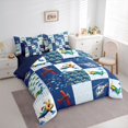 thumbnail image 3 of Homewish Kawaii Plane Aircraft Bedding Comforter Set 7pcs, Vintage Cartoon Helicopter King Bedding Sets, Teens Kids Boys Girls Reversible Bed Sheets, Lightweight Room Decor, 3 of 7