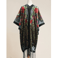 thumbnail image 2 of Women's Velvet Kimono Bohemian long style Peacock Open Wool Sweater, Beach Set Sweater, Holiday Leisure Open Wool Shawl, 2 of 8