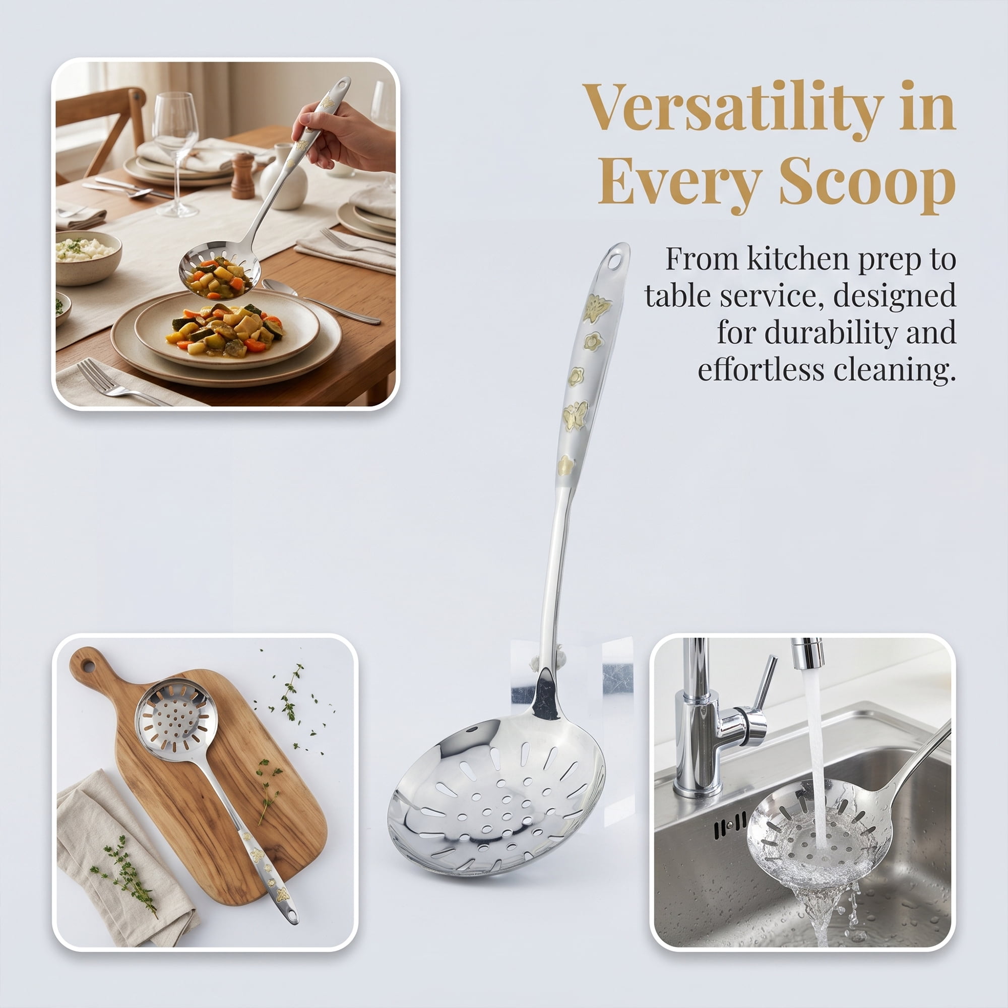 Unique Bargains Stainless Steel Non Stick Heat Resistant Spoon Slotted A 14.5" x 4.6"