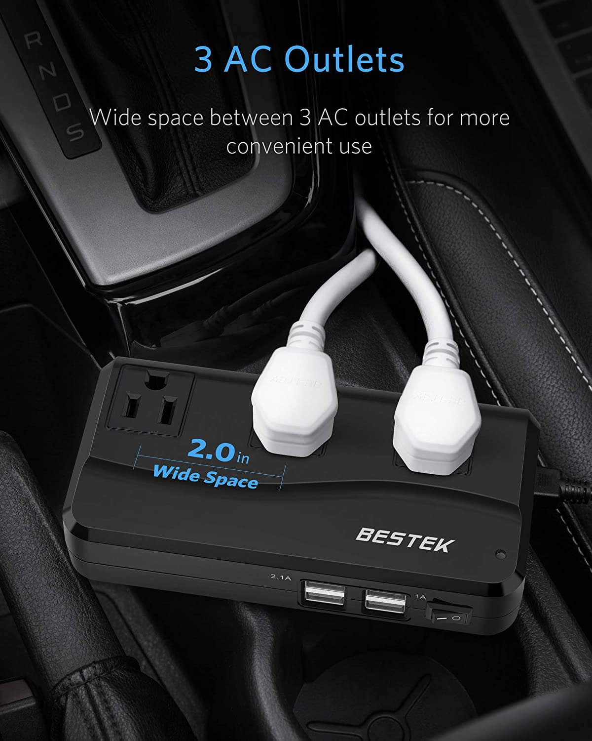 200W Car Power Inverter IABOLT DC 12V to AC 110V Converter for Car with USB Ports Car Charger Adapter AC Outlets 