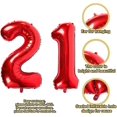 thumbnail image 2 of Globos rojos número 30, globos digitales de helio y mylar de 40 pulgadas para fiestas de cumpleaños (número 30 rojo), 2 of 4