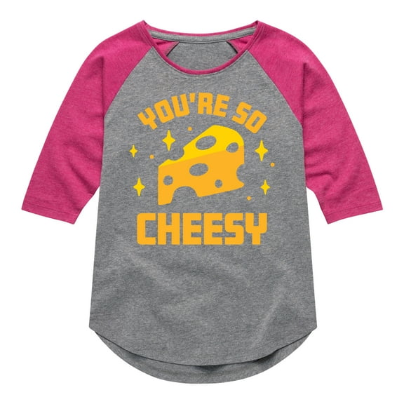 Instant Message - You're So Cheesy - Toddler & Youth Girls Raglan Graphic T-Shirt
