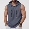 thumbnail image 2 of Gibobby Men's Workout Tank Tops with Hoodie Sleeveless Running Muscle Shirts 1 Pack Black+Gray+Olive Green(XL,Grey), 2 of 4