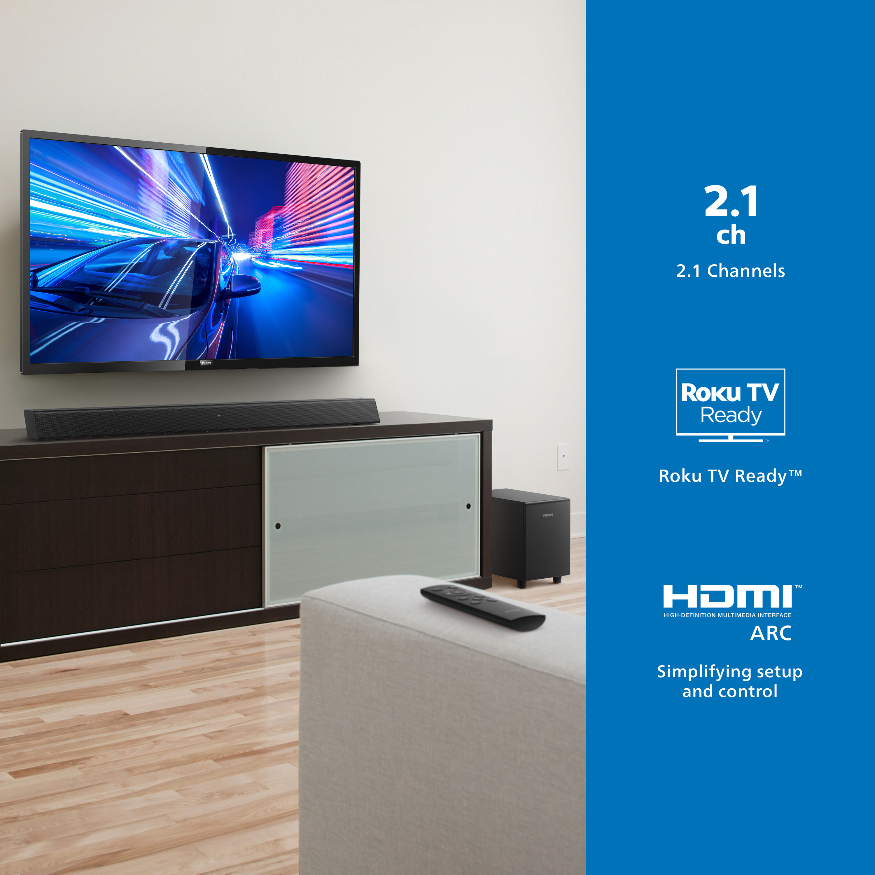 Philips B5306 2.1 Soundbar with Wireless Subwoofer photo 2