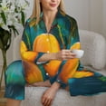 thumbnail image 6 of Salouo Mango In The Rain Pattern Women's Pajamas Set Long Sleeve Button Down Sleepwear Soft Pj Lounge Sets for women 2 Piece Pjs Set with Long Pants-Large, 6 of 7