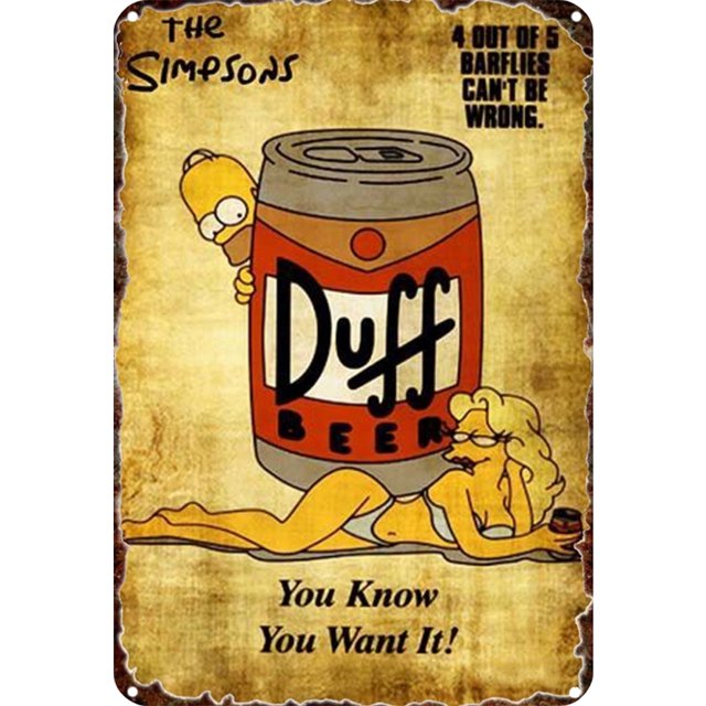 Placa Metal Vintage Duff Pintura Hierro Rectangular Barra Pared 20x30cm