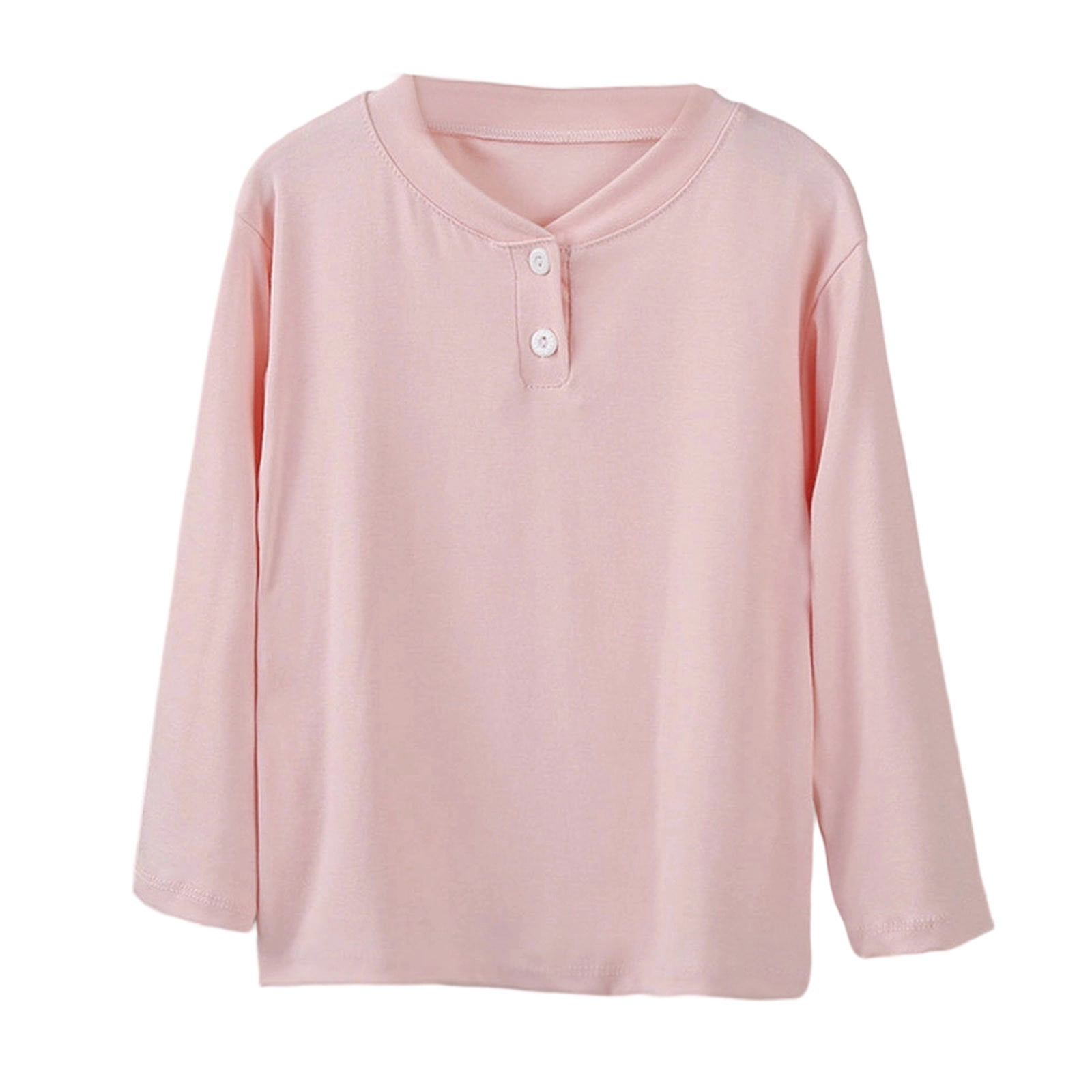 Fgnfyis Girls Long Sleeve Shirts Layering for Girls Stretch Basic Tee Shirt Soft Everyday Wear Kids Girls Summer Tops Pink 3-4 Years