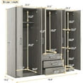 thumbnail image 2 of LUCKHAO 6-Doors Wooden Wardrobe Storage Cabinet   for Bedroom, Wooden Wardrobe Closet Organizer with Big Drawers, Hanging Rail and Shelves, 2 of 7