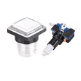 thumbnail image 2 of Botón de empuje para juegos 34x34 cuadrado 12V interruptor de botón iluminado LED con microswitch para arcade video blanco 2 piezas, 2 of 5
