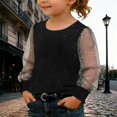 thumbnail image 6 of WOYY Big Girls Dressy Shirt Sequin Mesh Long Sleeve Crewneck Glitter Blouse, Sizes 11-12, 6 of 8
