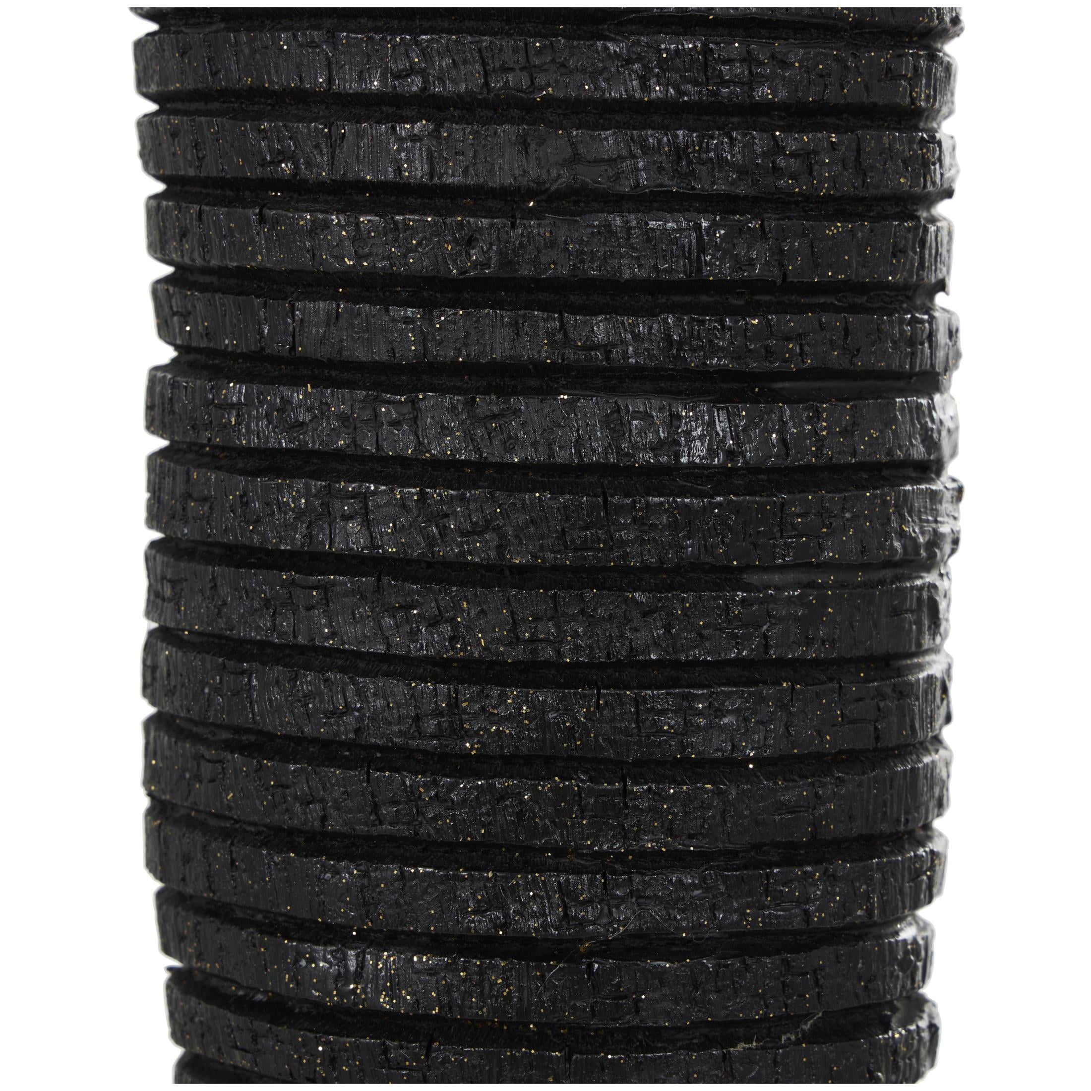 10" x 53" Black Polyresin Tall Slim Figure People Sculpture with Ribbed Body and Glitter Accents, by DecMode