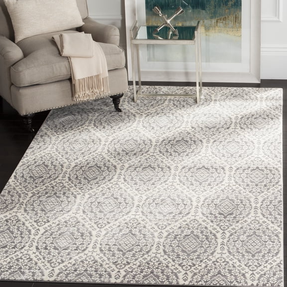SAFAVIEH Valencia Christopher Damask Polyester Area Rug, Mauve/Cream, 9' x 12'