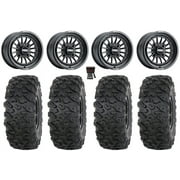 MetalFX Delta 15" Wheels Black 35" Roctane T4 Tires Kawasaki Teryx Mule