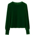 thumbnail image 7 of SwiftWear Women's Velvet Puff Sleeve Blouse Casual Long Sleeve Shirt Holiday Elegant Tunic Top Trendy Dressy​ Green, 7 of 7