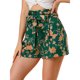 thumbnail image 1 of Pantalones cortos Allegra K bolsa de papel cintura alta pajarita mujer Verde-Floral XL, 1 of 6