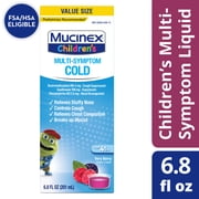 Cough Suppresent, Chest Congestion and Stuffy Nose Relief, Mucinex Children's Multi-Symptom Cold Liquid, 6.8 Fluid Ounce, Very Berry, Dextromethorphan, Guaifenesin, Phenylephrine
