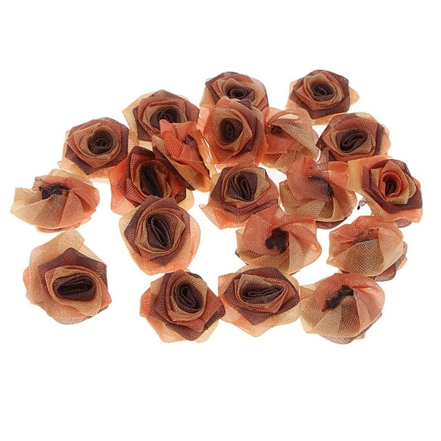 20 Piezas de Tul Artesanal Rosa 18 Mm / 0,71 Pulgadas para Bricoje zos para El Cabello Diadema Artesanía / Decoración naranja BLESIY Chiffon tela flores color de rosa