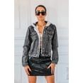 thumbnail image 6 of Mineral Wash Hooded Faux Fur Lining Denim Jacket, 6 of 6