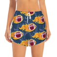 thumbnail image 2 of KLL Burning Rugby Balls Pattern Shorts Women,Athletic Shorts High Waisted Running Shorts Pocket Sporty Short Gym Elastic Workout Shorts-X-Large, 2 of 7