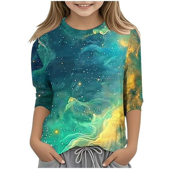 ZTKWD Shirts for Boys Girls Kids 3/4 Sleeve 3D Print Graphic Funny Colorful Summer Tee Shirts for Teen and Kids 6-16 Years