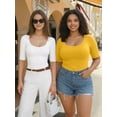 thumbnail image 5 of MOYIKO Womens Half Sleeve Scoop Neck Slim Fitted T Shirts Casual Basic Tees Summer Tops Clothes, 5 of 7