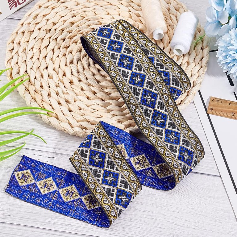7.6Yards Jacquard Ribbon Trim 2 inch Wide Vintage Floral
