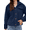 Navy Blue, variant on Mengpipi Women's Short Lapel Cardigan Fuzzy Ribbed Knit Open Front Shacket S-2XL