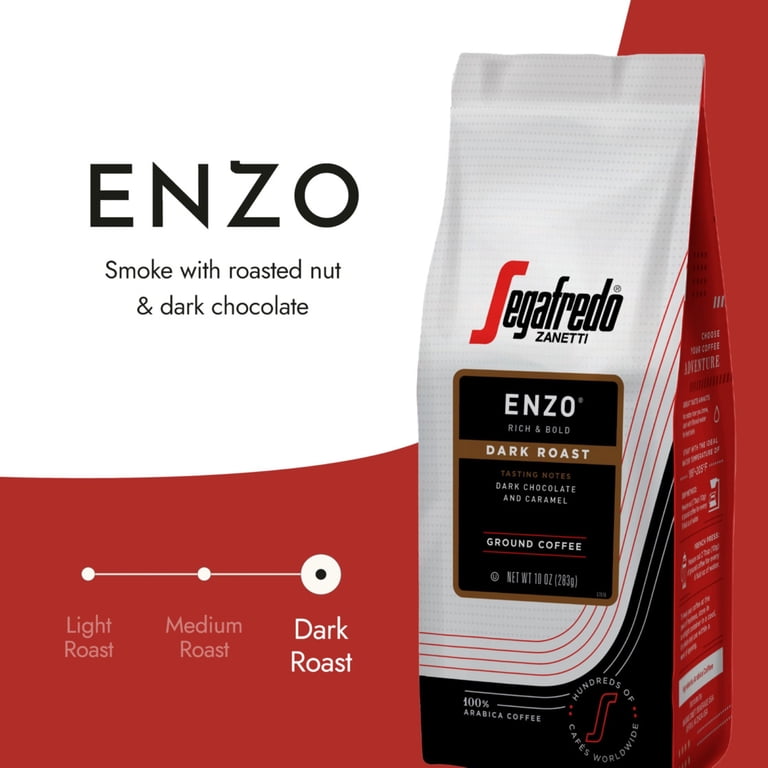 Segafredo 100% Arabica Ground Coffee Enzo Dark Roast 10 oz, Rich