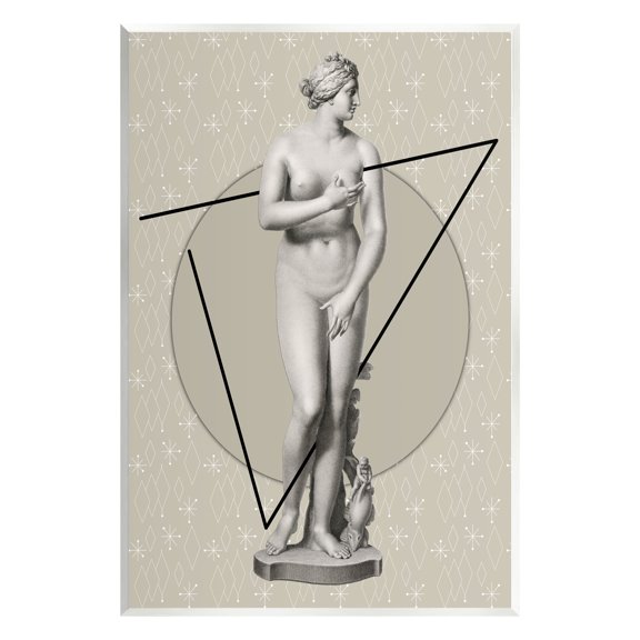 Stupell Industries Classic Statue on Geometric Abstract Painting Unframed Art Print Wall Art, 10 x 15