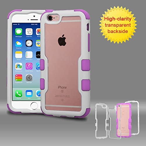 Asmyna Coque pour Téléphone Portable pour Apple iPhone 6S/6 - Blanc Ivoire/violet Électrique