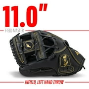 Franklin Sports Field Master Baseball + Softball Glove, 11 in, Black/Gold, Left Hand Throw