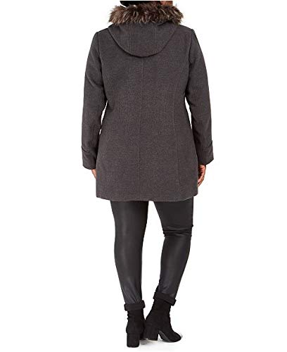 Maralyn & Me Jacket Hooded Fur Trim Trench Coat Womens Grey Sz XL - image 3 of 3