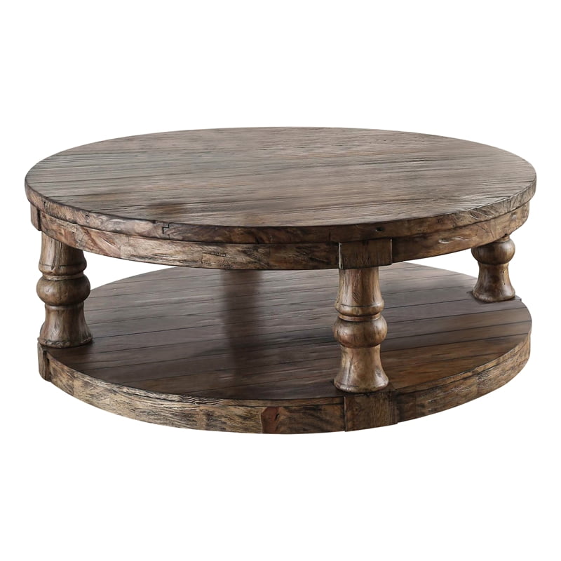 Furniture Of America Joss Rustic Round, Anwen Light Oak Glass Coffee Table