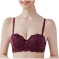 thumbnail image 5 of Amidoa Bras for Women Push-up Red Cheeky Lace Embroidered Bra Brasieres for Womens L, 5 of 6