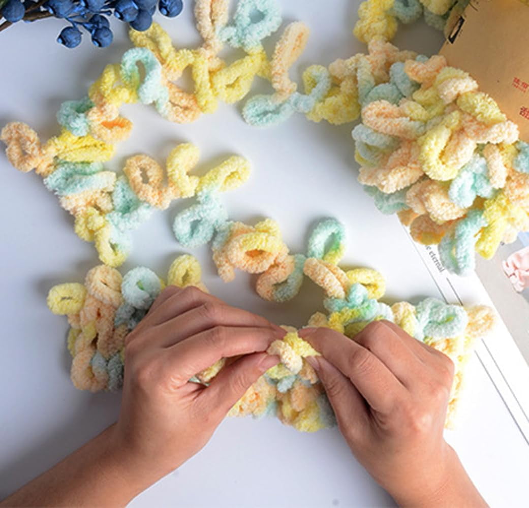 Minzimin 6 Skeins - Total 600g Fun Finger Loops Yarn - Jumbo Polyester Yarn - No Need Hook or Needles Loop Yarn