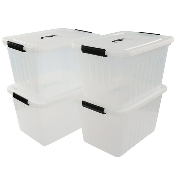 Cand 20 Quart Plastic Storage Tote with Lid and Handle, Latch Storage Box Bin