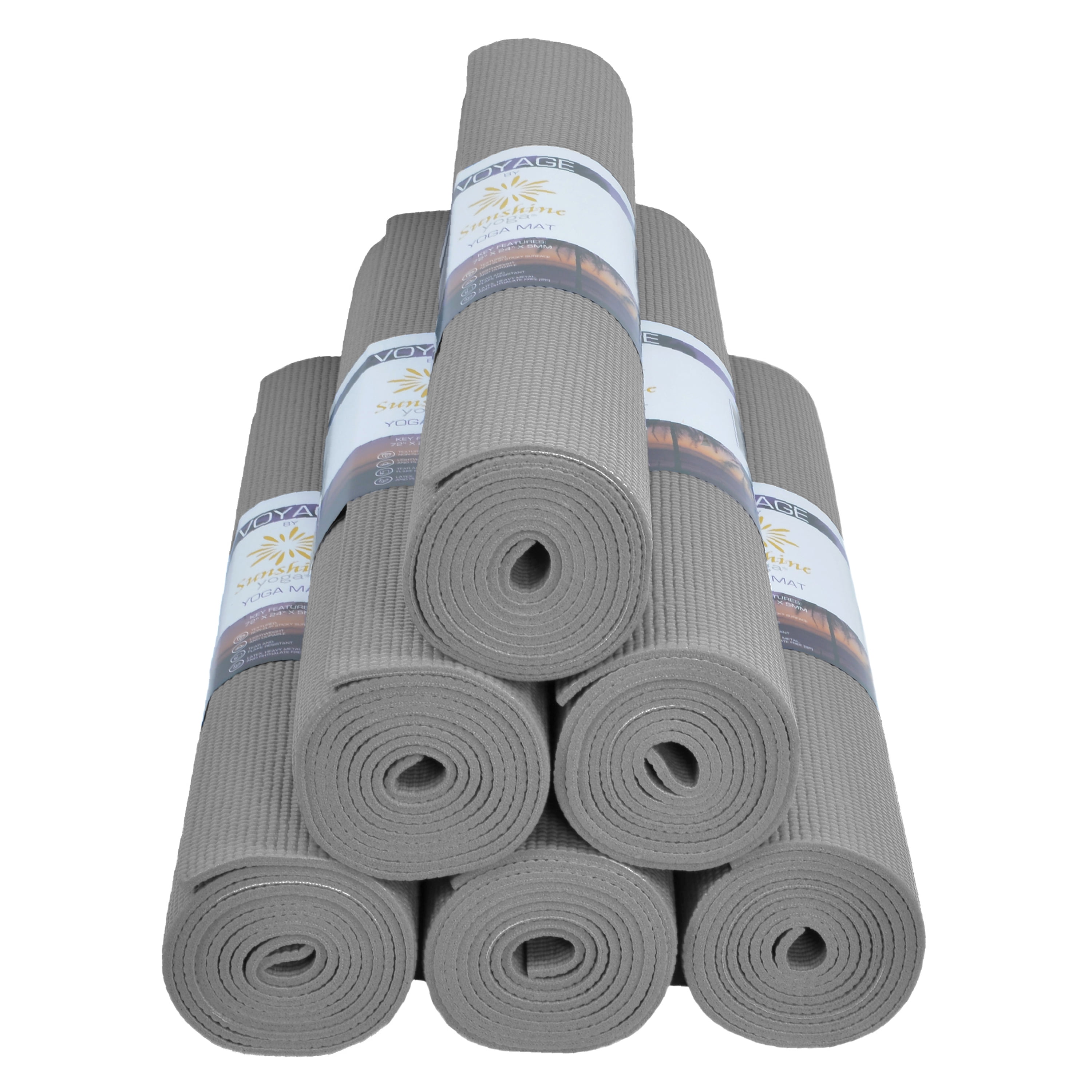 Sunshine Yoga Voyage Yoga Mats Bulk 6 Pack (72" x 24" x 5mm) Easy