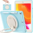 thumbnail image 1 of Batyue Para Ipad 9.ª/8.ª/7.ª Generación (Funda Para Ipad 10.2 2021/2020/2019) Con Protector De Pantalla, Funda Resistente Con Soporte Giratorio/Portalápices/Portalápices (Azul Congelado), 1 of 1